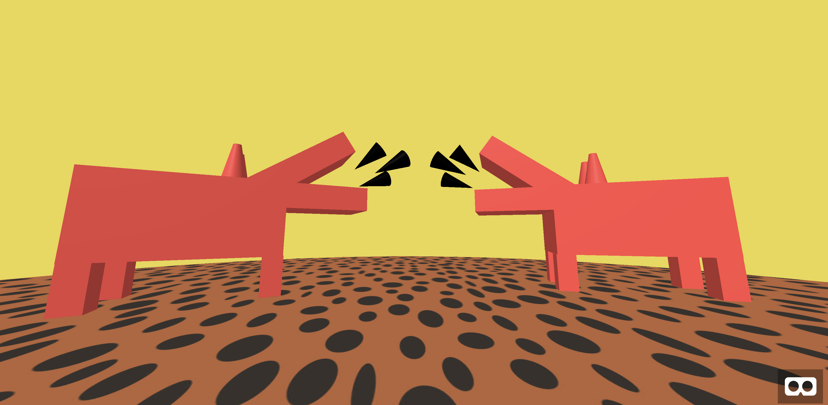 A screenshot of the VR scene of Barking Dogs