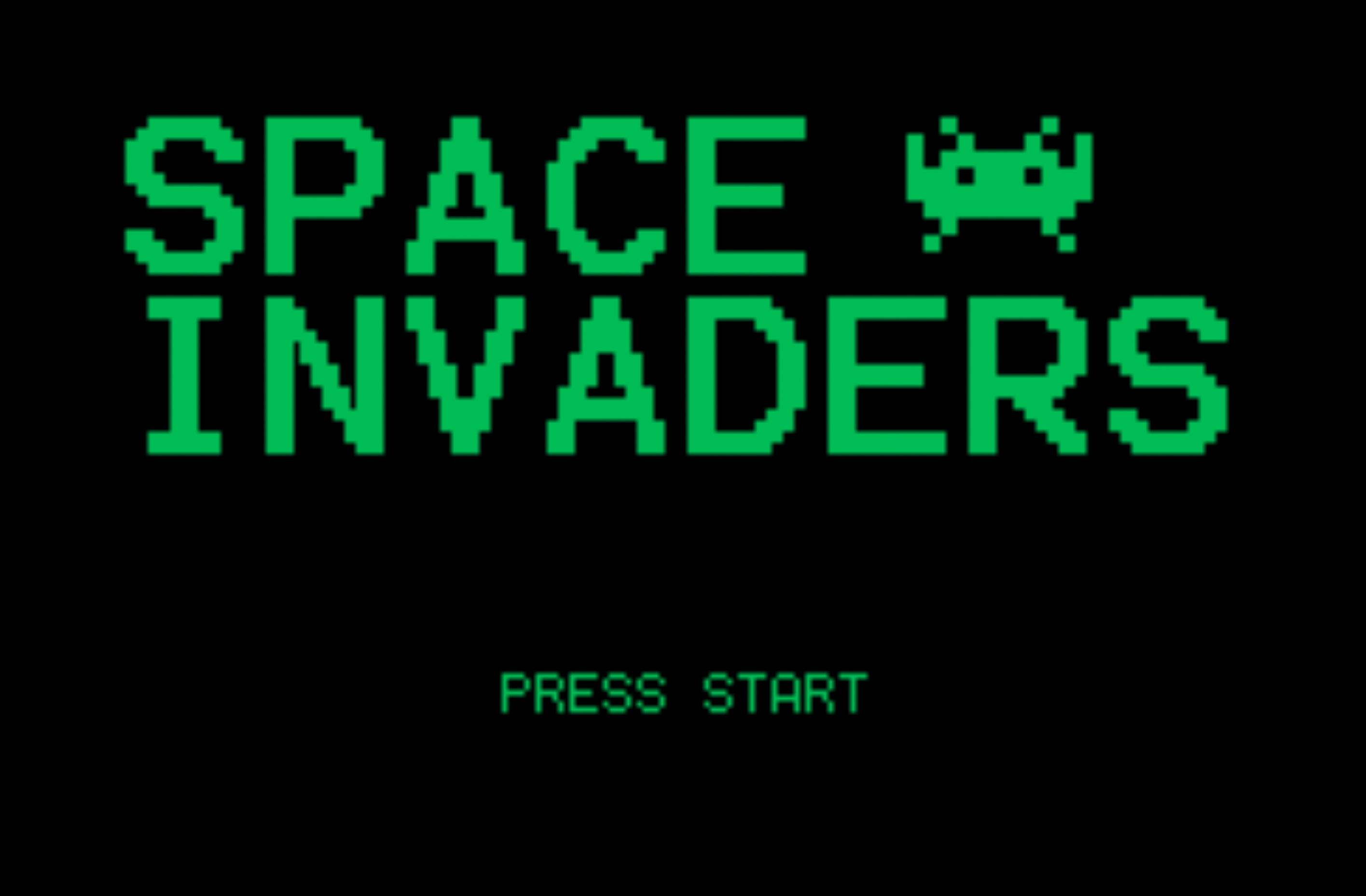 Start screen for Space Invaders Game