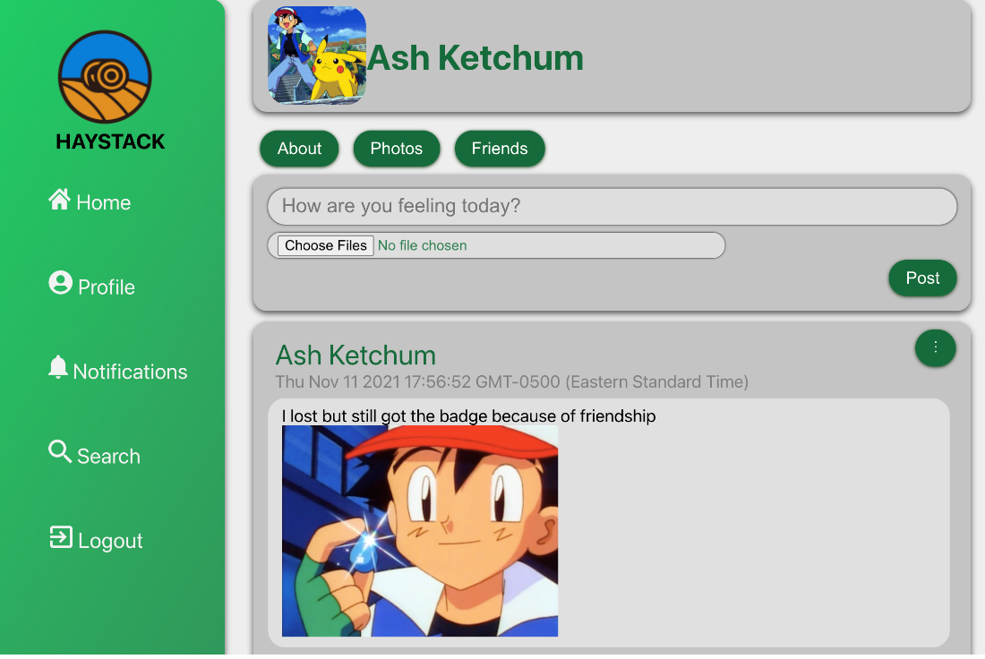 Login page for Haystack