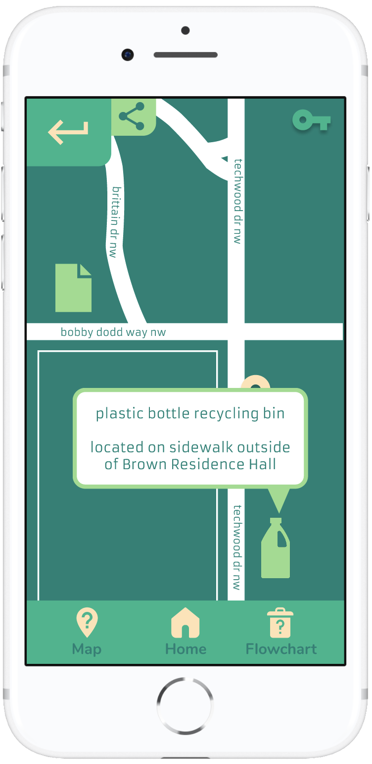 Map feature of recycleATL application.